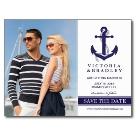 save the date postcard with nautical theme
